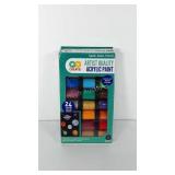 Box of acrylic paint, includes 24 colors, box has