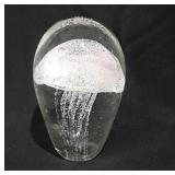 Glass art jelly fish paperweight, 5.5"