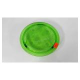 Green glass footed cake plate with sunflower