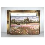 Painting on canvas, signed, has gilt frame, but