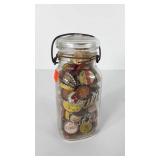 Colorful bottle cap collection in quart size Ball