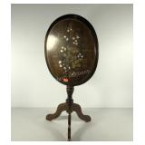 Painted tilt top candle stand table, 16x19x23