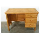 Pine student desk, three drawer. This end up