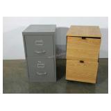 Two, 2 drawer file cabinets. Wood grain one needs