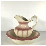 Water pitcher and basin bowl, stands 12" tall