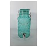 Blue glass beverage dispenser, 13"