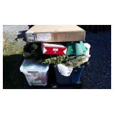 Skid lot: holiday trees, storage totes full of