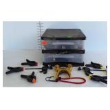 2-drawer organizer bin with various clamps