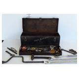 Metal toolbox with contents, combination