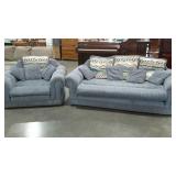 Two pieces. Matching sofa and chair. Both need