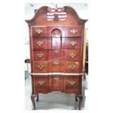Broken arch Queen Anne style high boy, 78", top