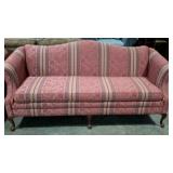 Upholstered sofa, footed, rolled arms, 66" long