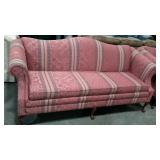 Upholstered sofa, footed, rolled arms, 66" long