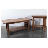 Oak mission style coffee table 42x18x18 and end