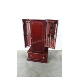 Jewelry Armoire Chest, full of costume jewelry,