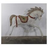 Outdoor holiday decor, blinking lighted horse