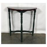 Half circle hall table, painted legs, 22x11x24