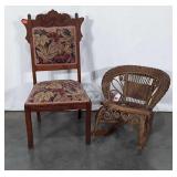 Chairs, Victorian carved with applied details,
