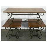 Coffee table and two end tables, metal bases,