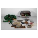 Group of tools, includes air compressor hose,