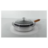Mirro skillet with glass lid and wooden handle