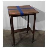 Wood topped metal typing table,  top is not