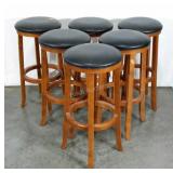 Six barstools, 30" tall, vinyl tops, wear as