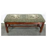 Tapestry upholstered bench, 18" tall