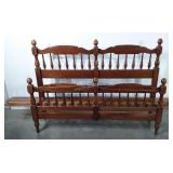 Spindle chair back full size bed with wood side