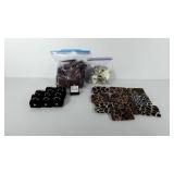 Jewelry boxes, tags, and animal print coin bags