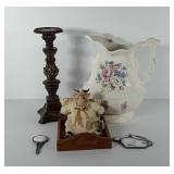 Mixed group, includes pillar candlestick holder