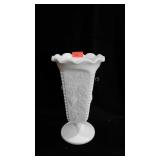 Westmoreland milk glass vase, 9" beaded grape