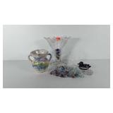 Home decor, includes glass vase (9"), marbles,