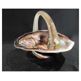 Art glass bowl with handle 6" x 8" x 10"