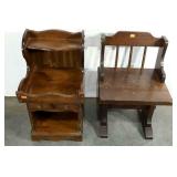 End table and bench, both pieces could use a