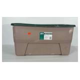 Jumbo storage tote with lid.  Measures 32x19x15.