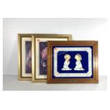 Wall art, two framed and matted decor floral