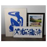 Wall art, two Matisse posters on board, both