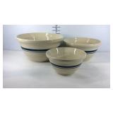 Set of three mixing bowls, marked Roseville Ohio
