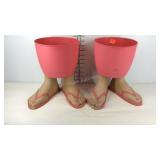 Two plastic flip flop planters need cleaned