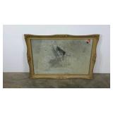 Mirror with gold frame, needs cleaned 29 x 42