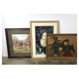 Wall art, two large framed floral pictures 35x29