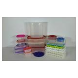Group of plasticwares, includes ice cube trays,