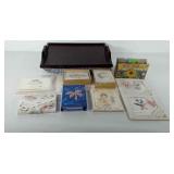 Lap tray, cards with envelopes, trifled agenda