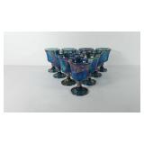 Ten carnival glass goblets with grape design, 5.5"