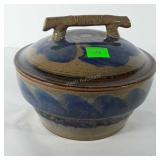Ceramic bundt pan with lid, artist signed