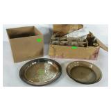Glass, jars, pie plate, candles and tray