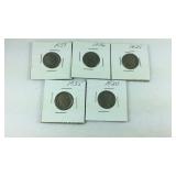 5 buffalo nickels 1920, 25, 35-37