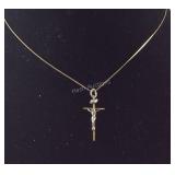 Gold filled necklace and cross 17in