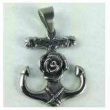 Anchor rose pendant stainless steel